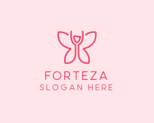 Wine Glass Butterfly  logo design