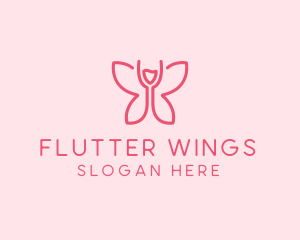 Butterfly - Wine Glass Butterfly logo design