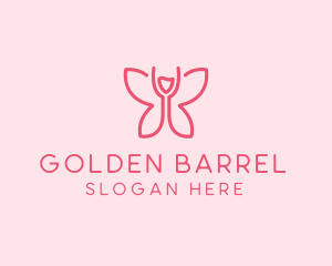 Wine Glass Butterfly  logo design