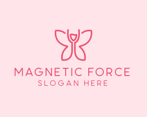 Wine Glass Butterfly  logo design