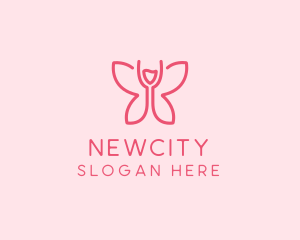 Wine Glass Butterfly  logo design