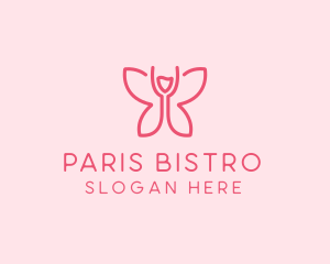 Wine Glass Butterfly  logo design