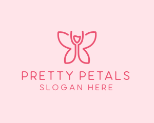 Wine Glass Butterfly  logo design