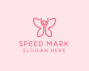 Wine Glass Butterfly  logo design