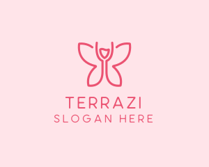 Wine Glass Butterfly  logo design