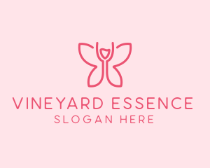 Wineglass - Wine Glass Butterfly logo design