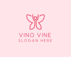 Wine - Wine Glass Butterfly logo design