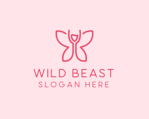 Wine Glass Butterfly  logo design