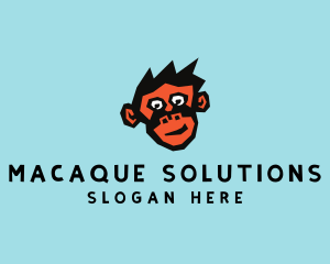 Macaque - Cartoon Monkey Face logo design