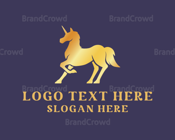 Golden Unicorn Creature Logo