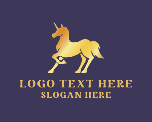 Fictional - Golden Unicorn Creature logo design