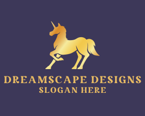 Fictional - Golden Unicorn Creature logo design