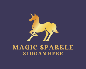 Golden Unicorn Creature logo design