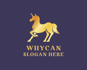 Mythology - Golden Unicorn Creature logo design