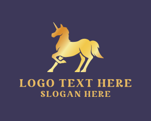 Unicorn - Golden Unicorn Creature logo design