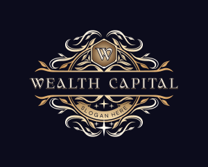 Luxury Crest Leaves logo design