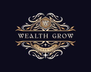 Luxury Crest Leaves logo design