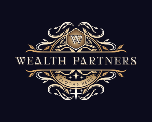 Luxury Crest Leaves logo design