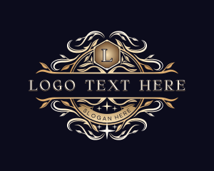 Vintage - Luxury Crest Leaves logo design