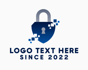 Cyber - Pixel Protection Padlock logo design