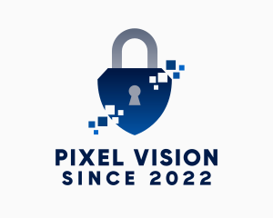 Pixel Protection Padlock logo design