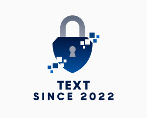 Pixel Protection Padlock logo design