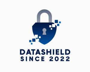 Pixel Protection Padlock logo design