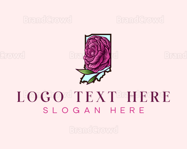 Indiana Peony Flower Logo