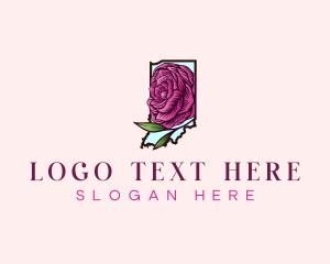 Map - Indiana Peony Flower logo design