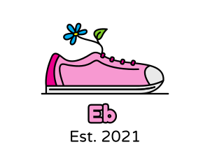 Running - Floral Lady Sneaker Shoe logo design