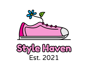 Shoe - Floral Lady Sneaker Shoe logo design
