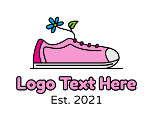 Running - Floral Lady Sneaker Shoe logo design