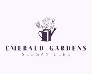 Flower Garden Watering Can logo design