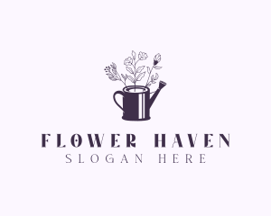 Flower Garden Watering Can logo design