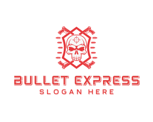 Bullets - Skull Pistol Mercenary logo design