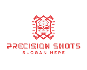 Marksmanship - Skull Pistol Mercenary logo design