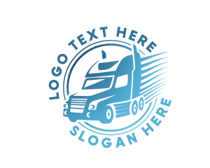 Gradient - Blue Delivery Trailer Truck logo design