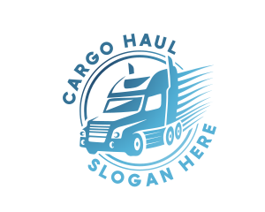 Blue Delivery Trailer Truck logo design