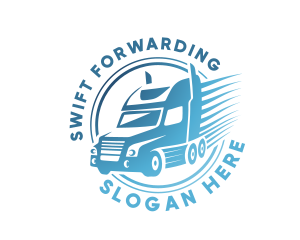 Blue Delivery Trailer Truck logo design