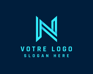 Tech - Geometric Modern Origami Letter N logo design