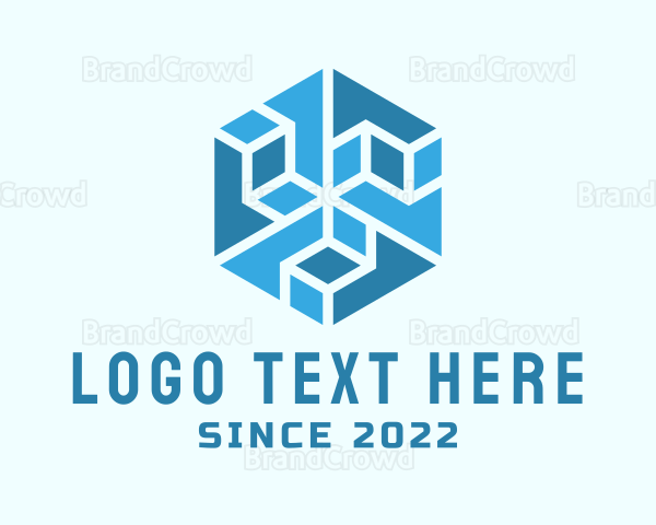 Blue Hexagon Construction Logo