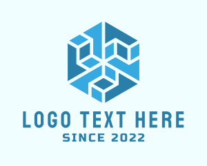 Futuristic - Blue Hexagon Construction logo design