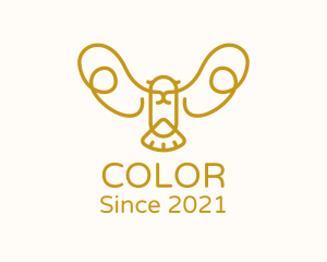 Pet Shop - Gold Bird Outline logo design