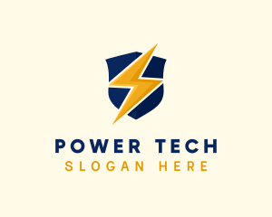 Electricity Bolt Shield logo design