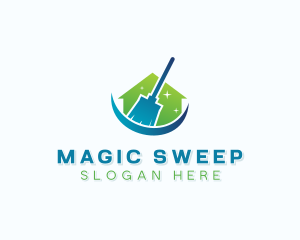 Cleaning Broom Housekeeping logo design