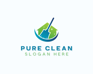 Cleaning Broom Housekeeping logo design