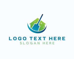 Clean - Cleaning Broom Housekeeping logo design