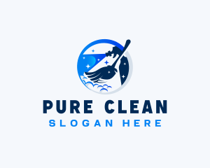 Broom Spray Cleaning Housekeeping logo design