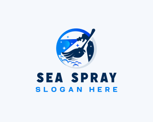 Broom Spray Cleaning Housekeeping logo design