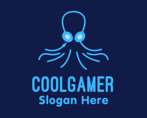 Game Stream - Blue Octopus Headphones logo design